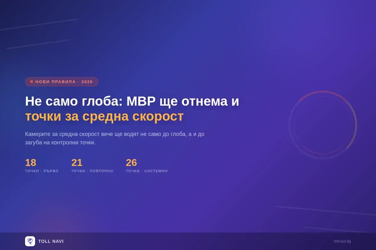 Нови правила на МВР за отнемане на контролни точки при превишена средна скорост — 18, 21 и 26 точки според тежестта на нарушението